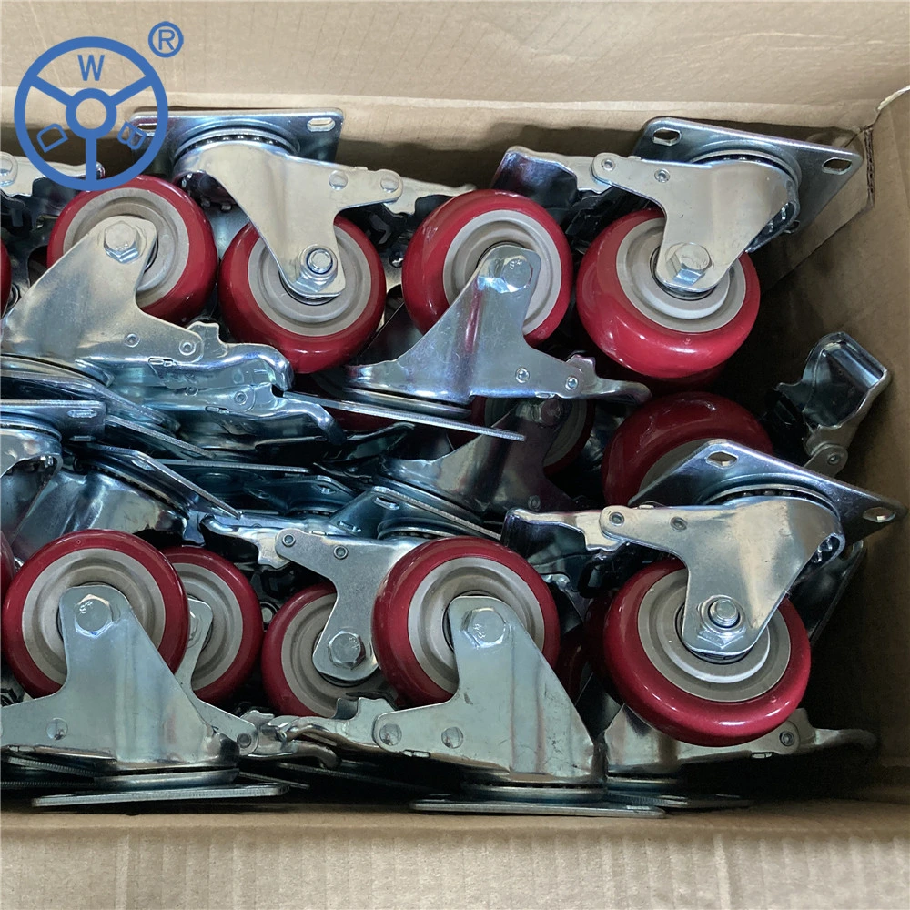 125mm Korean Type Red PVC Caster Wheels for Push Trolley