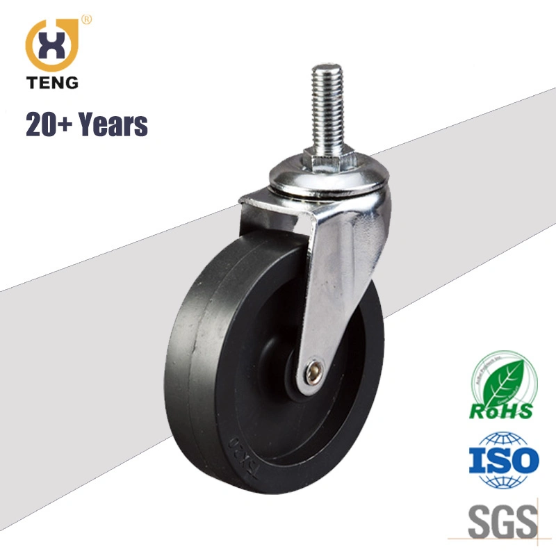 20+ Years High Quality 3 Inch Castor Swivel Black PP Threaded Stem Table Furniture Caster Wheel