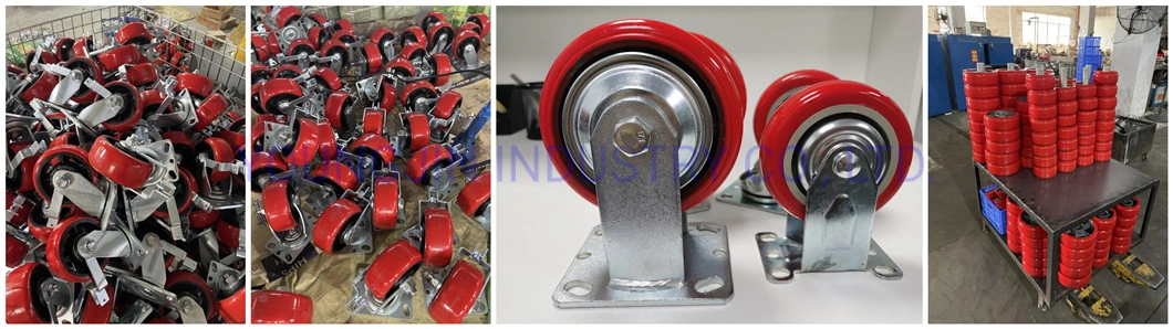 Industrial Caster Wheel with Red PP PVC PU TPR Nylon Wheel Iron Core Castor
