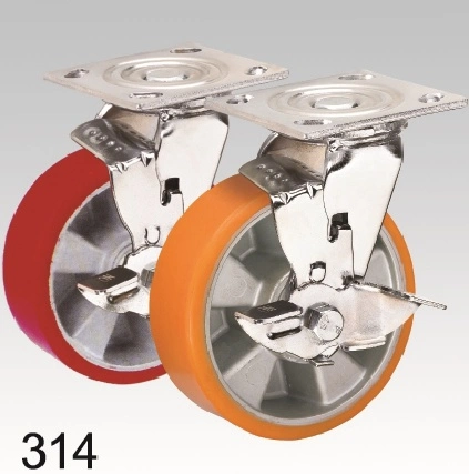 Orange PU Wheel Rigid Plate Top Caster