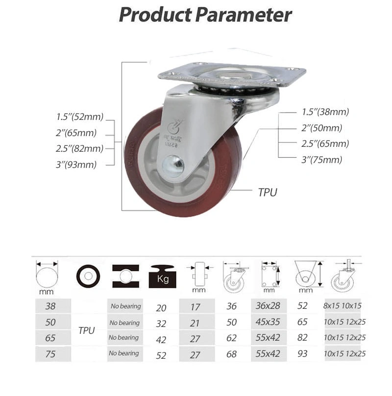 1.5 2 2.5 3 Inch Swivel Plate Industrial Caster Wheels for Sale