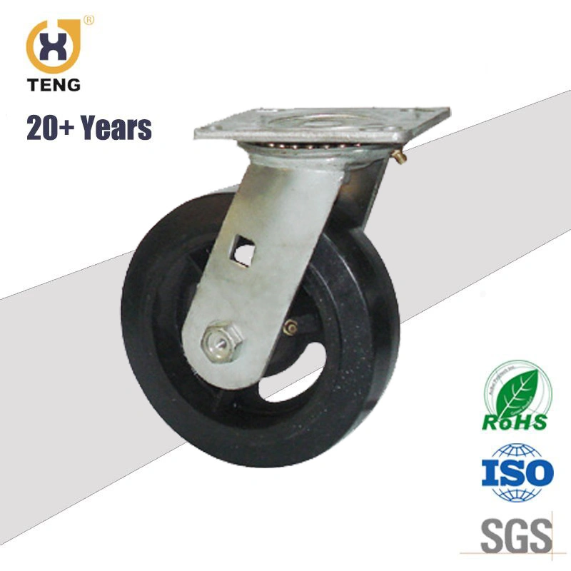 150mm Heavy Duty Swivel Rotating Caster 6 Inch Iron Rubber Castors Casters Wheel for Industry Use