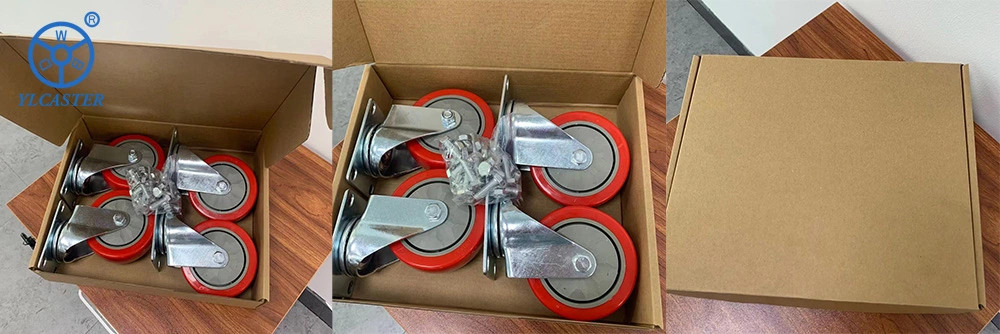 Amazon Supplier 3/4/5 Inch Swivel Plate Locking PVC/PU Castor Wheels Industrial Heavy Duty Casters with Safety Brake