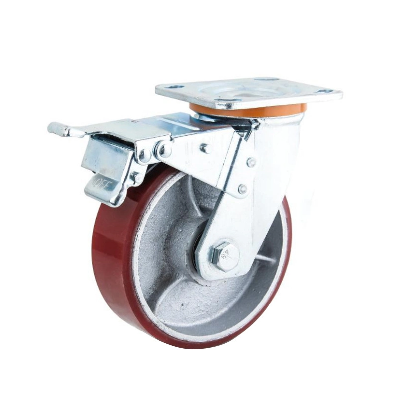 Manufacturer 3 Ton PU Iron Injection Adjustable Industrial Caster Wheels