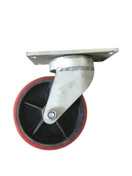 Factory Directly 8 Inch Red PU Low Price Rigid Caster Wheel