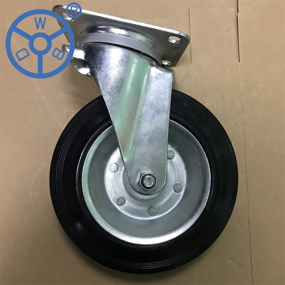 Wbd Dustbin Rubber Industrial Heavy Duty Swivel Plate 6 8 Inch Caster Wheel for Waste Bin