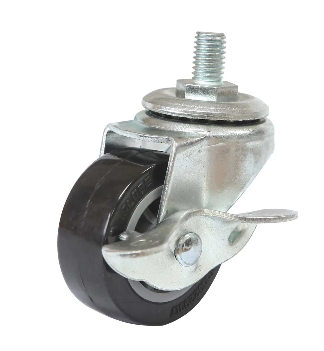 Light Duty 3 Inch PU Caster Threaded Stem Caster Wheel 75mm Castor Wheel