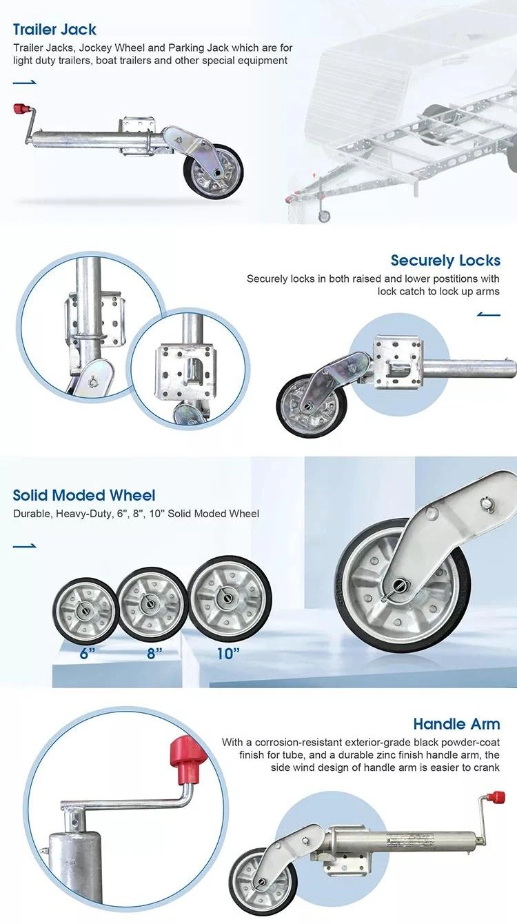 Heavy-Duty Zinc Plated Trailer Jack J 6-Inch Wheel with Swivel Clamp