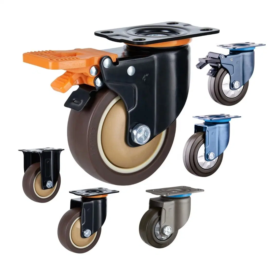 T054 5 &quot;Swivel Load Carrying Capacity 400kg Aluminum Core Polyurethane Heavy Duty Industrial Caster Wheel