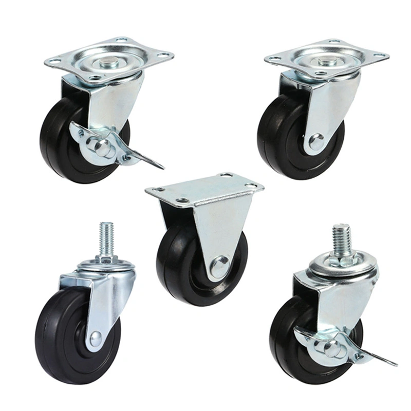 1.5 2 2.5 3 Inch Fixed Swivel Threaded Stem Casters Light Duty Soft Rubber Caster Wheels for Furniture Supermarket Shopping Cart Wheel Repair Replacement