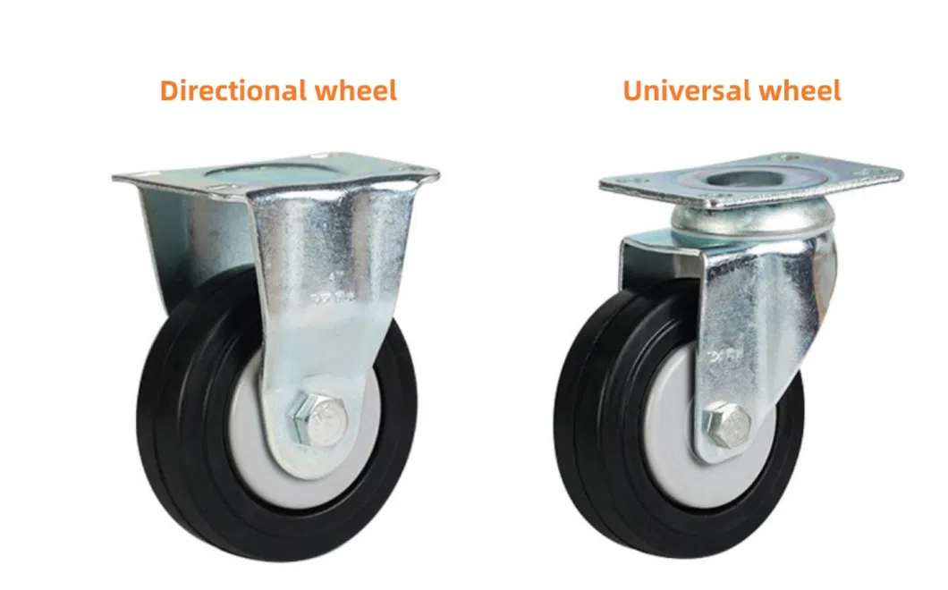 Medium Duty Industrial Rubber Threaded Stem Swivel Castor Wheels with Brake