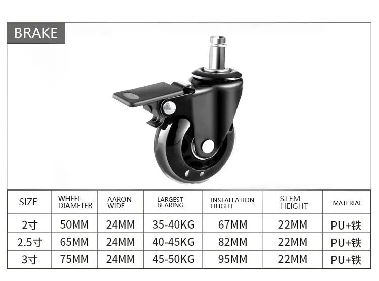 Toco Office Caster Wheel 3 Inch Replacement Swivel PU Casters Wheels