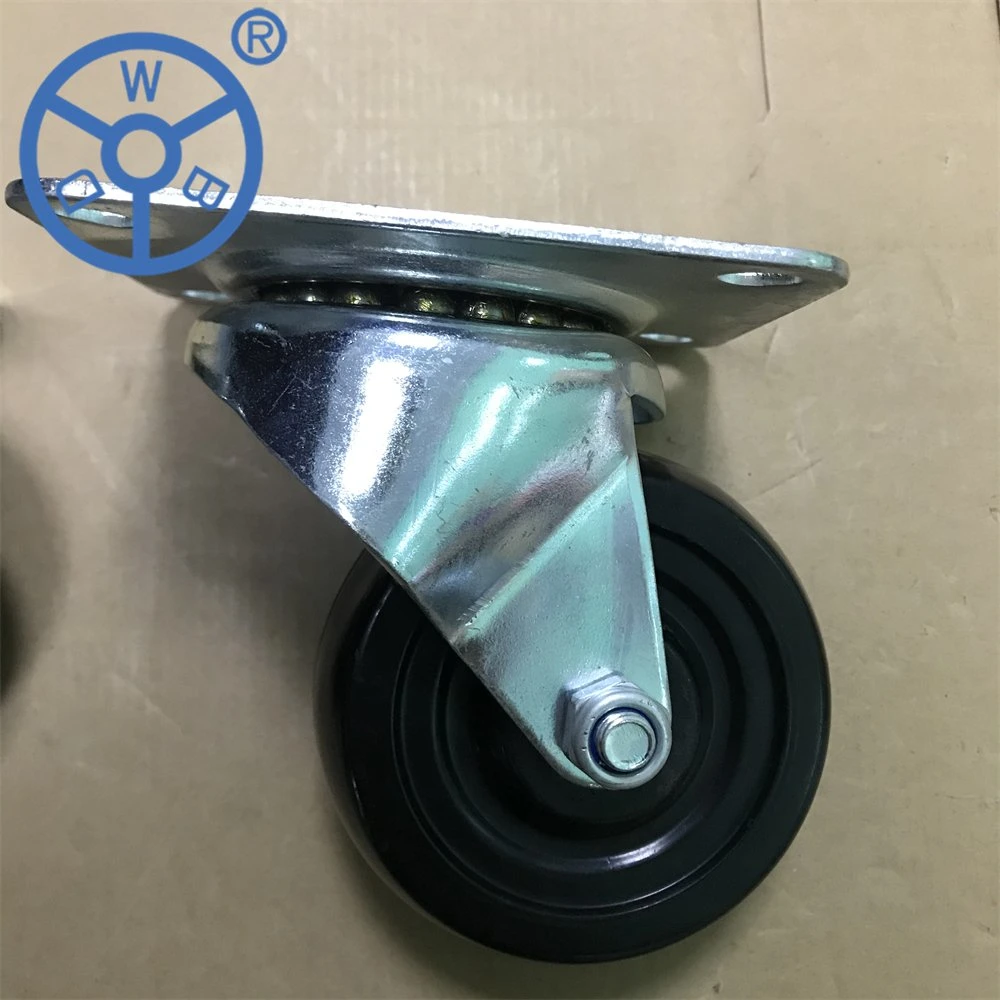 Wbd Hard Rubber Low Profile Casters 50/64/75/100mm High Load Capacity Business Machine Castor Small But Heavy Duty Plate Swivel Caster Wheels with Brake