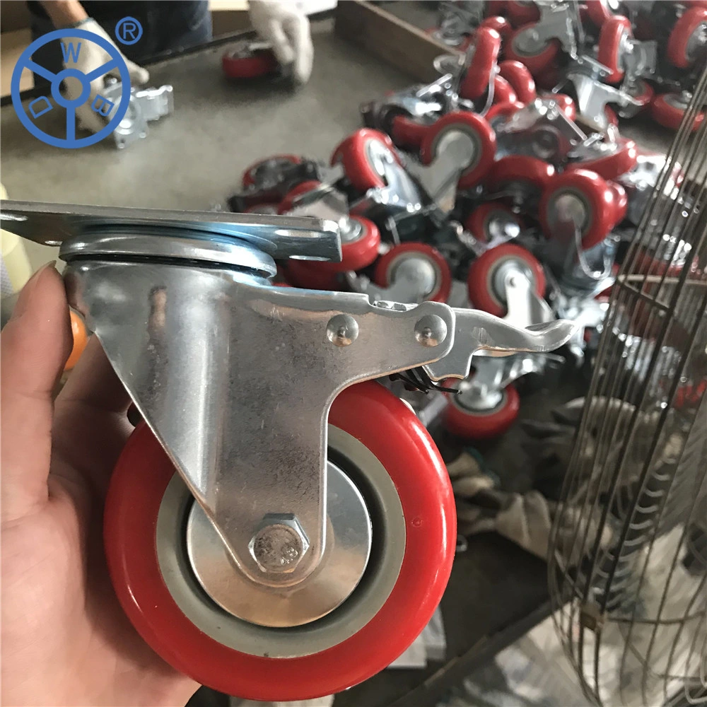 125mm Korean Type Red PVC Caster Wheels for Push Trolley
