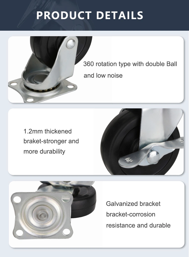 2 Inches Plate Swivel Small Rubber Wheels