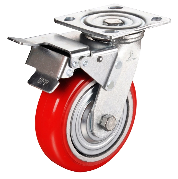 Trolley Wheel, Heavy Duty Solid Polyurethane Trolley Industrial Caster Wheel, 6 Inch Caster Wheel with Polyurethane, Swivel Caster with PU Wheel