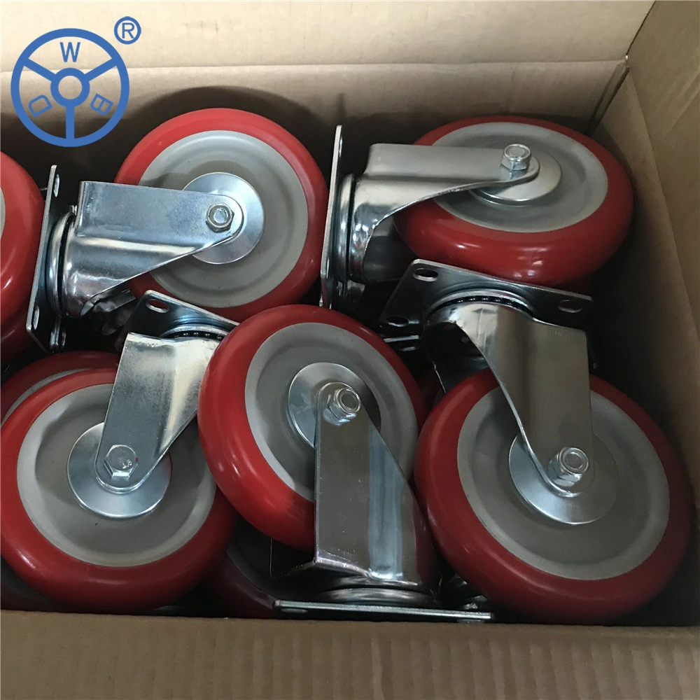 125mm Korean Type Red PVC Caster Wheels for Push Trolley