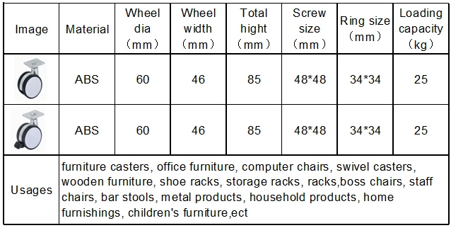 2.5 Inch Swivel Top Plate Roller Ball Caster Wheel with Brake for Furniture