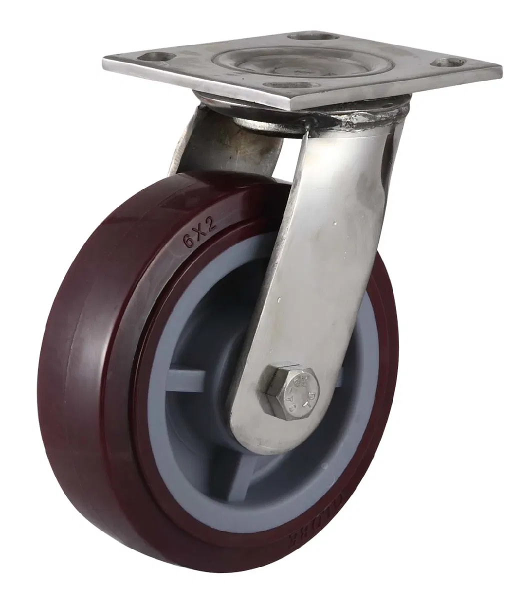 4-8 Inch Stainless Steel Endurant Nylon Swivel Dual Brake Industrial Caster (white)