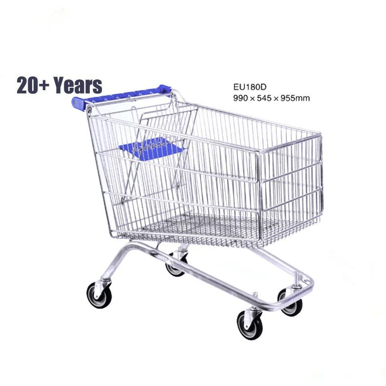 China Wholesale Europe Style Heavy Duty Shopping Trolley Hand Cart with 5 Inches Wheels