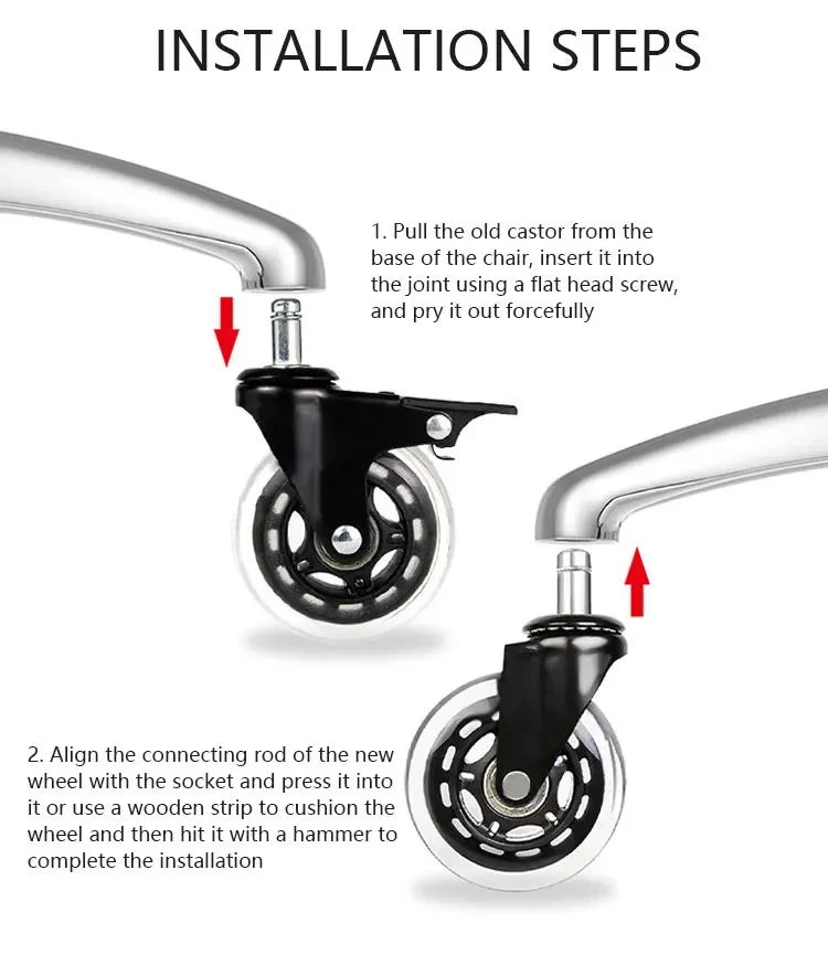 Toco Office Caster Wheel 3 Inch Replacement Swivel PU Casters Wheels