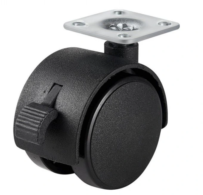High Quality Twin Wheel with Brake, 2 Inch PU Threaded Stem Caster Wheel Caster for Office Chair