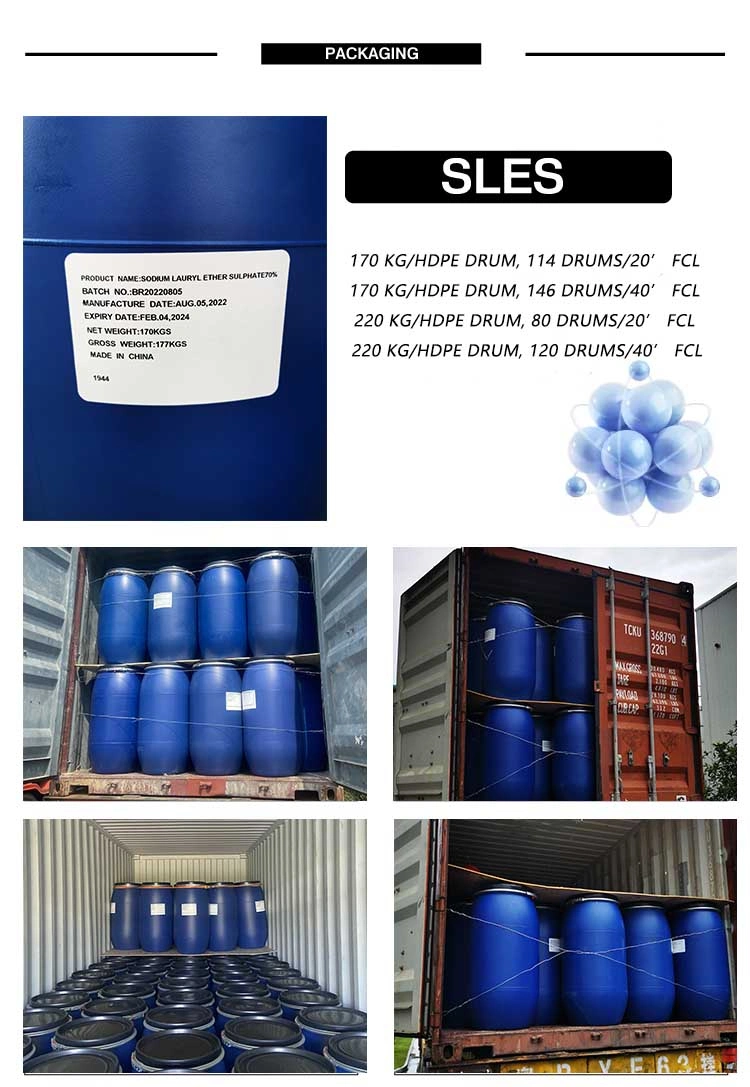 Detergent Chemicals Product SLES SLES70% Made in China Low Price Alcohol Ethoxylate Sulfated Sodium Salt SLES 70%