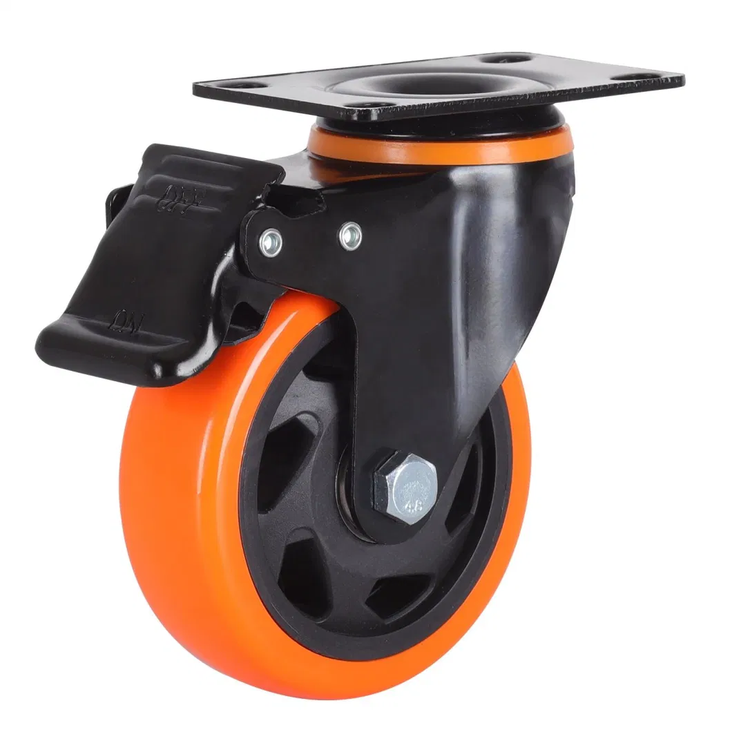 T054 5 &quot;Swivel Load Carrying Capacity 400kg Aluminum Core Polyurethane Heavy Duty Industrial Caster Wheel