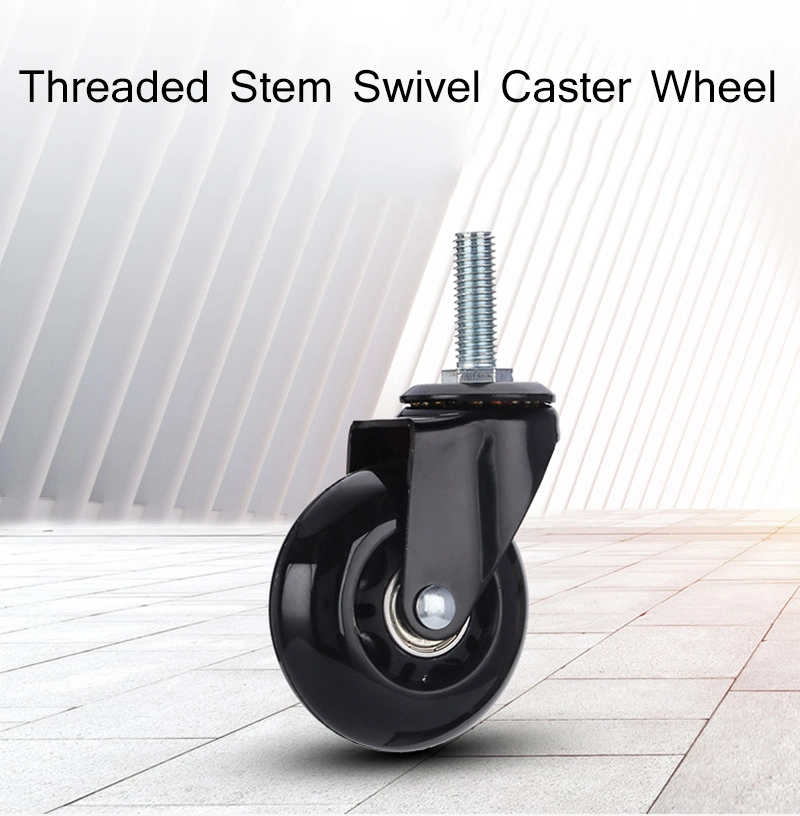 65mm PU Threaded Stem Swivel Casters Wheels for Trolley