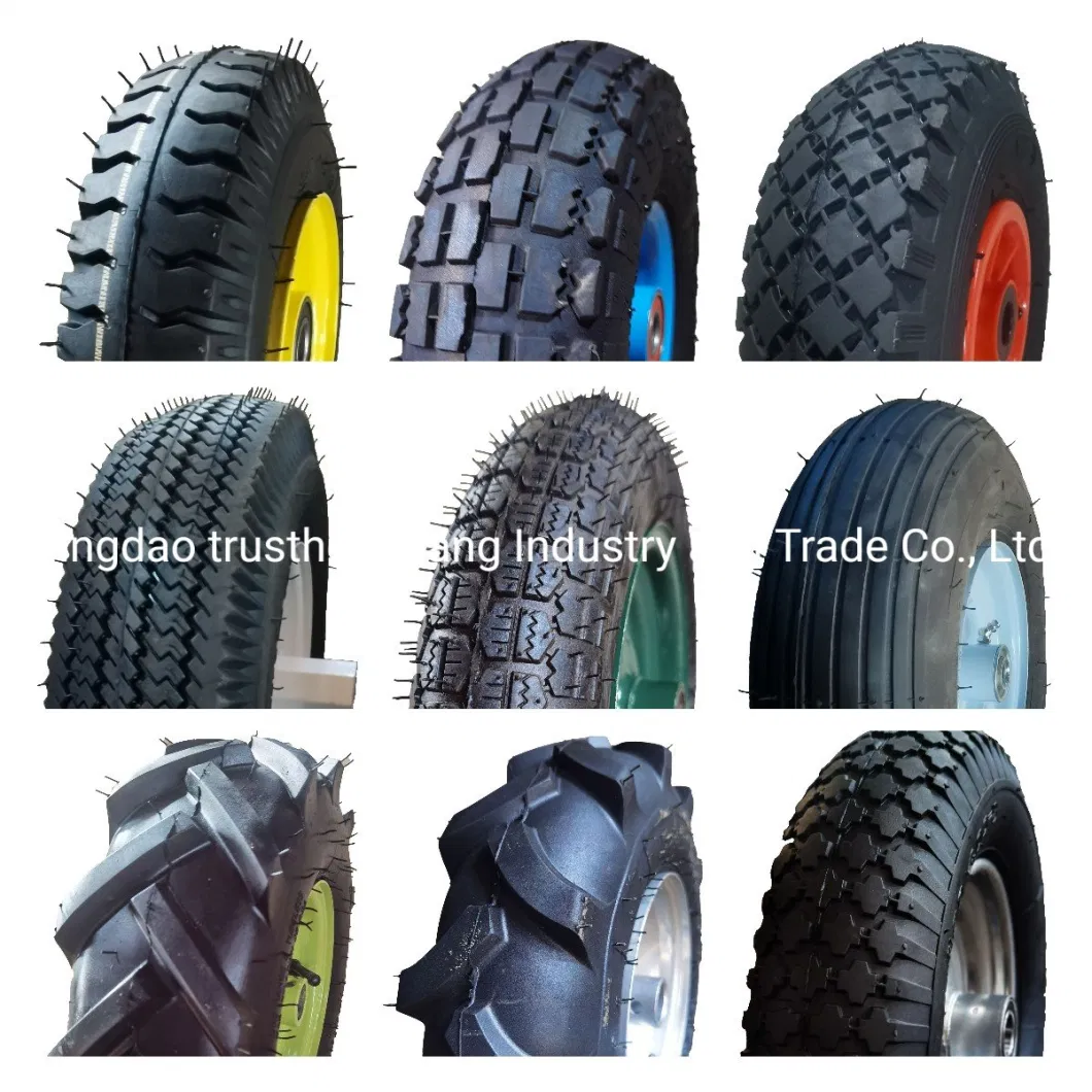 High Quality 480/4.00-8 16 Inch Rib Pattern Rubber Wheelbarrow Pneumatic Tire Handtruck Wheel for Sale