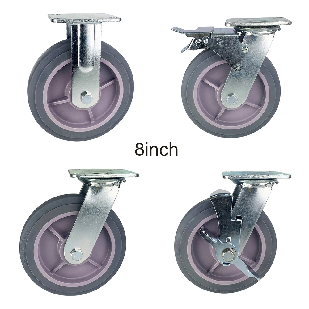 4 5 6 8 Inch Wear Resistant Locking TPR Thermoplastic Rubber Heavy Duty Caster Wheels Colson Caster for Flower Trolley