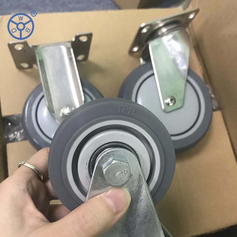 High Quality 3 4 5 Inch Stainless Steel TPR Medium Duty Rigid Swivel Industrial Casters Wheel Ruedas