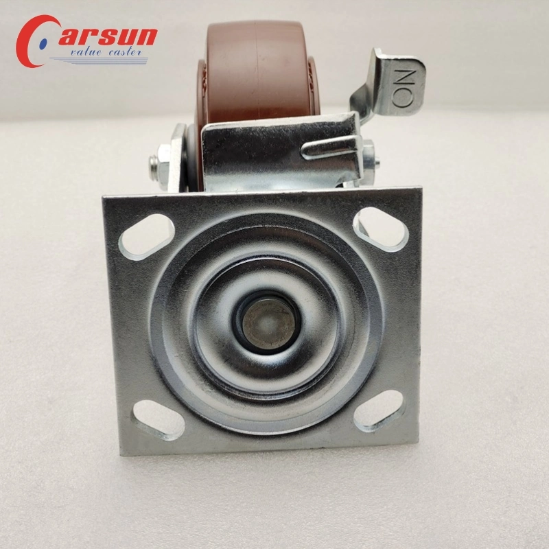 100/125/150/200mm Casters Heavy Duty 4/5/6/8 Inch Caster Swivel PU Industrial Castor Wheel with Metal Brake