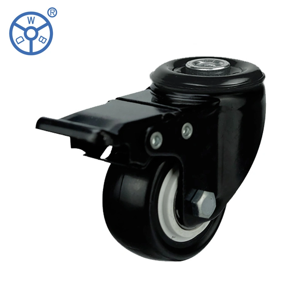 Amazon Hot Sale 2inch Light Duty PU PVC Small Black Bolt Hole Swivel Caster and Wheels with Lock