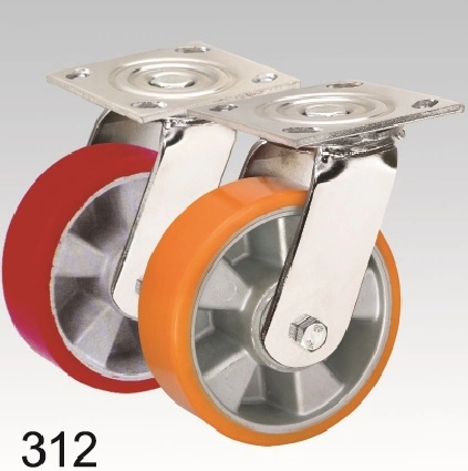 Orange PU Wheel Rigid Plate Top Caster