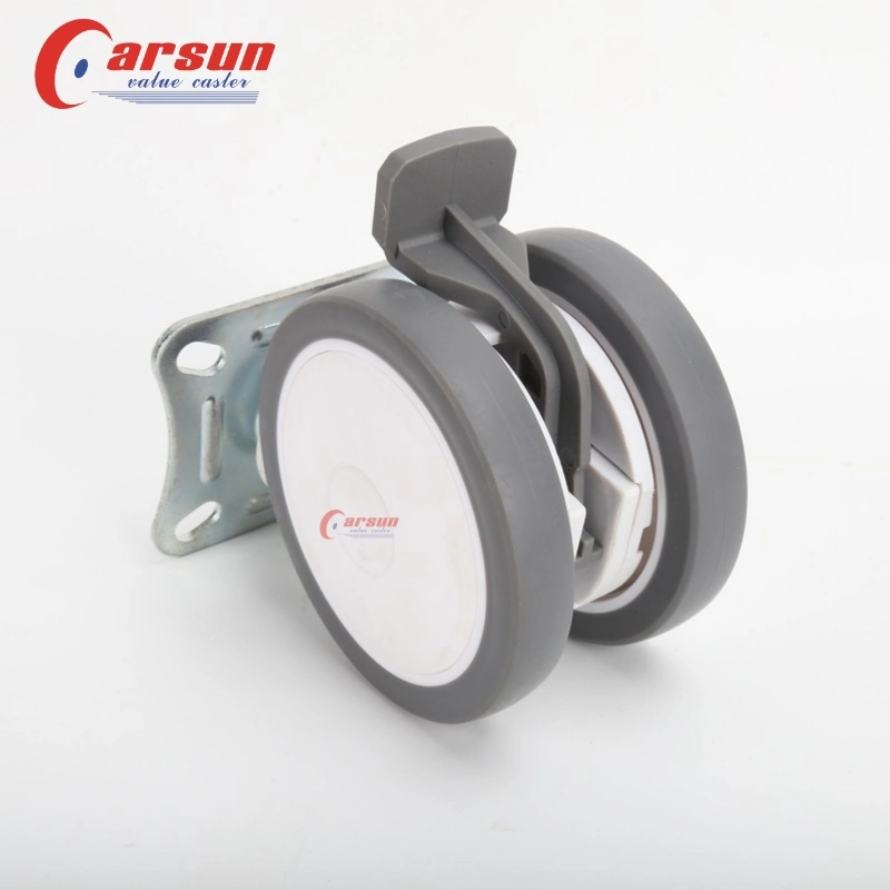 3/4/5inch TPR Double Wheels Medical Casters Hospital Bed Casters Swivel Casters for Medical Equipment and Instruments