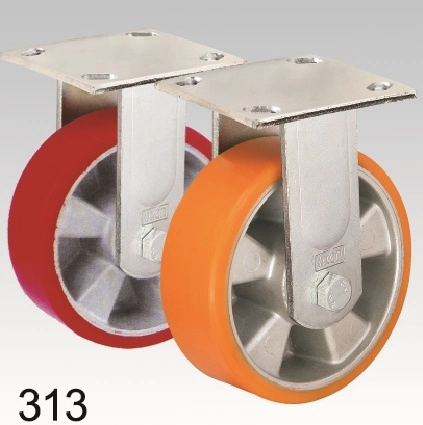 Orange PU Wheel Swivel Lock Plate Top Caster