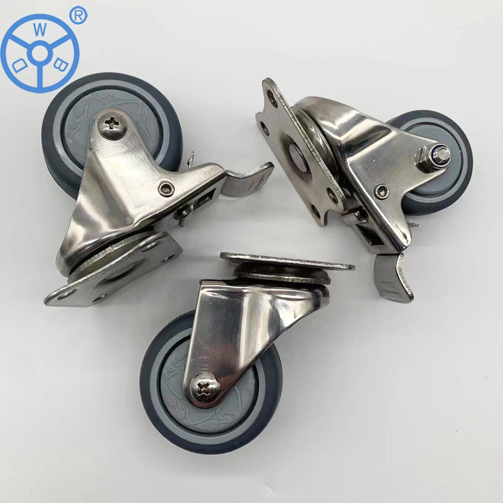 Wbd China Supplier 1.5 2 Inch Stainless Light Duty Green Color Mini Swivel Caster Wheels with Brake