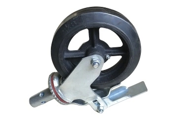 Adjustable Height Industrial Heavy Duty 8&quot;Scaffold Casters with Black Rubber on Cast Iron Wheel