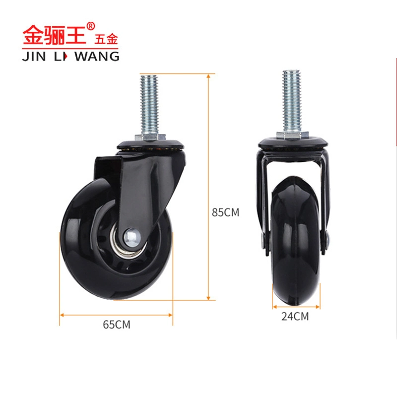 65mm PU Threaded Stem Swivel Casters Wheels for Trolley