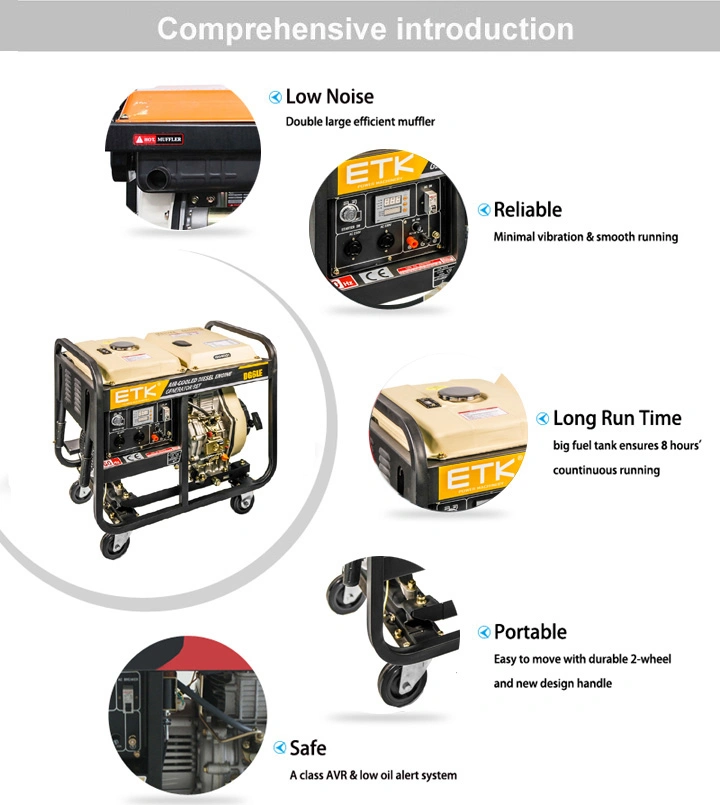 5kw Diesel Generator Set for Industrial Used (Big Wheels)