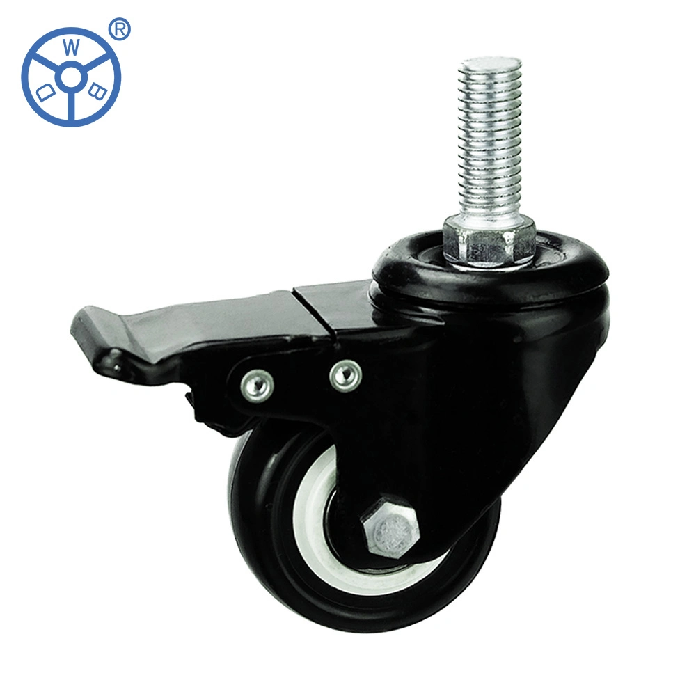 Light Duty Caster Wheel 1.5 Inch Pivoting Metal PP Material Black Steel Fork