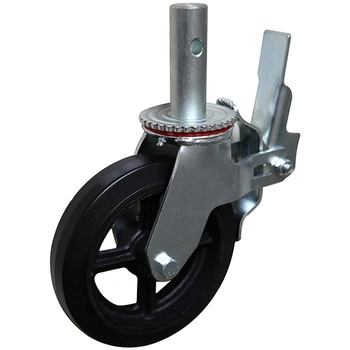 Adjustable Height Industrial Heavy Duty 8&quot;Scaffold Casters with Black Rubber on Cast Iron Wheel