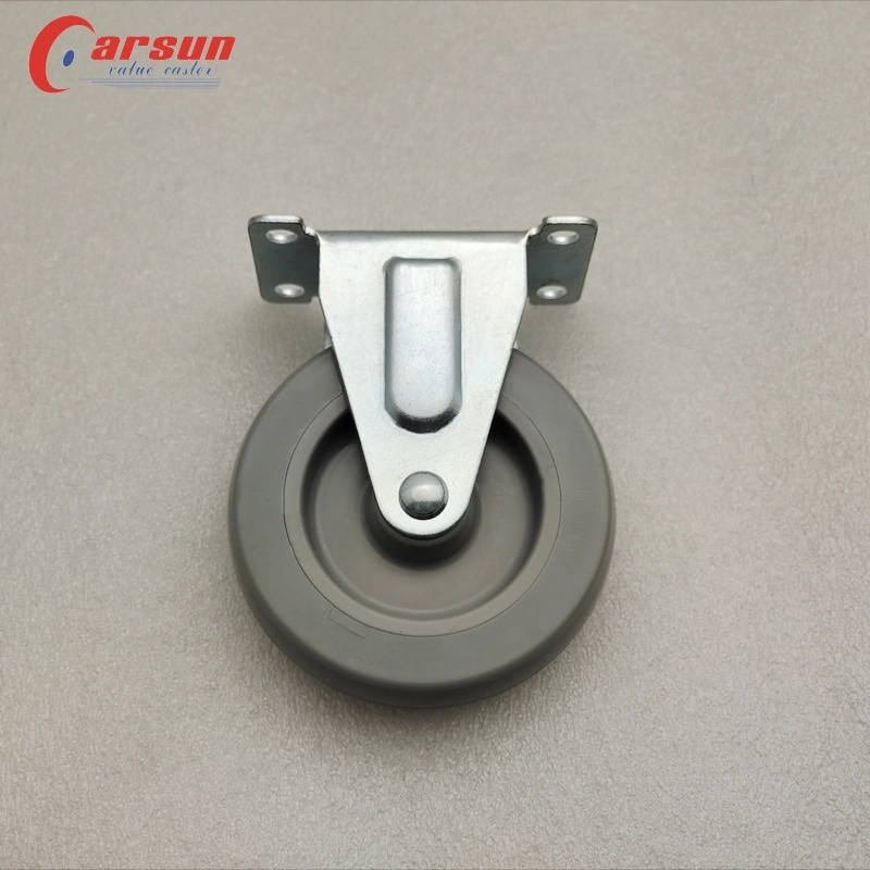 3 Inch Top Plate Casters Light Grey PU Fixed Caster Wheels