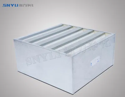 H14 Plastic or Aluminum Frame Fiberglass Material High Efficiency and Medium Efficiency Box Type V Bank Air Filter