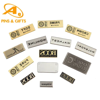 High Quality Custom Decorative Logo Hanging Label Brand Name Metal Emblem Tags for Clothing