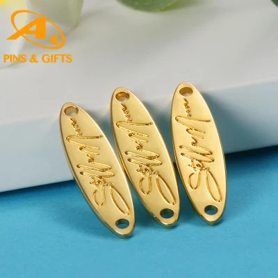 High Quality Custom Decorative Logo Hanging Label Brand Name Metal Emblem Tags for Clothing