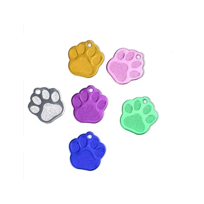 Colorful Blank Dog ID Tags Aluminum Cute Paw Pet Tag
