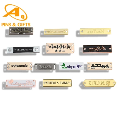 High Quality Custom Decorative Logo Hanging Label Brand Name Metal Emblem Tags for Clothing