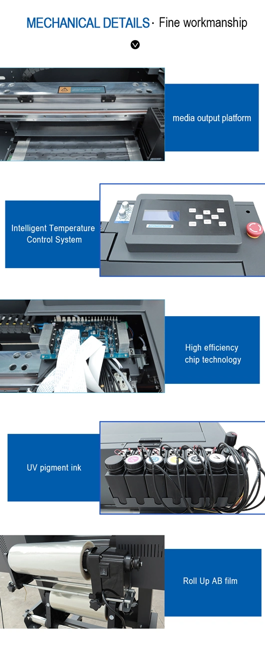 Economical Dtf UV Printer 30cm Roll to Roll 3D Inkjet UV Dtf Printer with Roller Printing Machine for Crystal Label